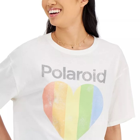 NWT White Grayson Threads Juniors Polaroid Graphic-Print Tee Size M - Picture 2 of 3